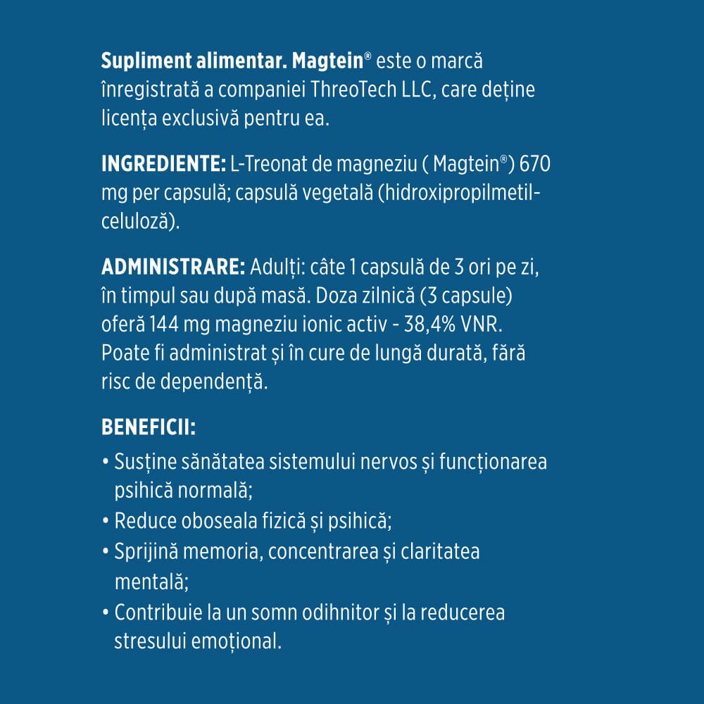 ‍Magneziu L-Treonat Magtein® – Formulă complexă de magneziu antistres și oboseală. Supliment alimentar Faunus Plant 