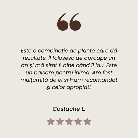 Testimonial al unui client mulțumit care a folosit Pachetul Cardiacus de la Faunus Plant.