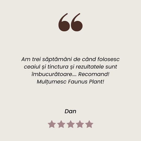 Testimonial al unui client mulțumit care a folosit Pachetul Prostata Sănătoasă de la Faunus Plant.