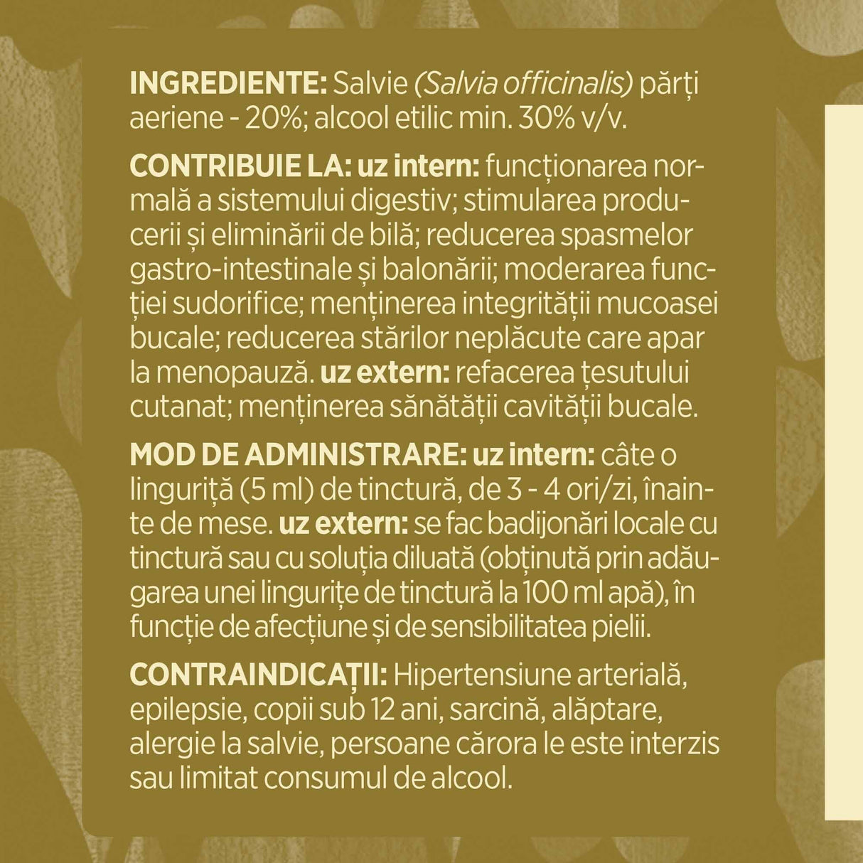 Salvie - Tinctură. Flacon 200ml. Extract Extract hidroalcoolic concentrat din frunze de salvie pentru echilibru hormonal și sistem digestiv sănătos Tinctura Simpla Faunus Plant 