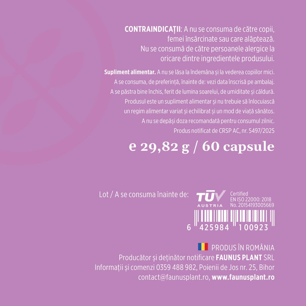 Folicalis – Formulă naturală pentru păr sănătos, puternic și strălucitor cu plante, vitamine și colagen. Flacon 60 capsule Supliment alimentar Faunus Plant 