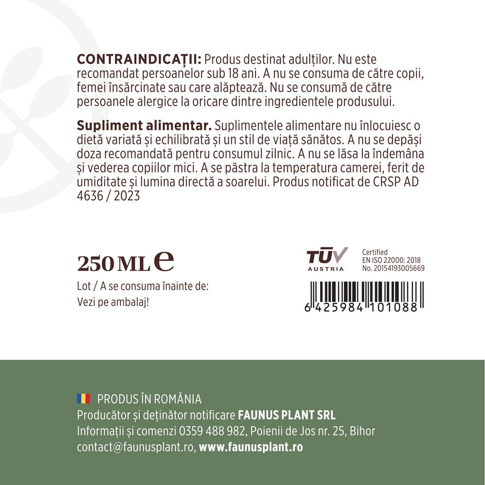 Colagenus - Colagen lichid hidrolizat. Flacon 250ml. Susține sănătatea articulațiilor, pielii, părului și unghiilor Supliment alimentar Faunus Plant 
