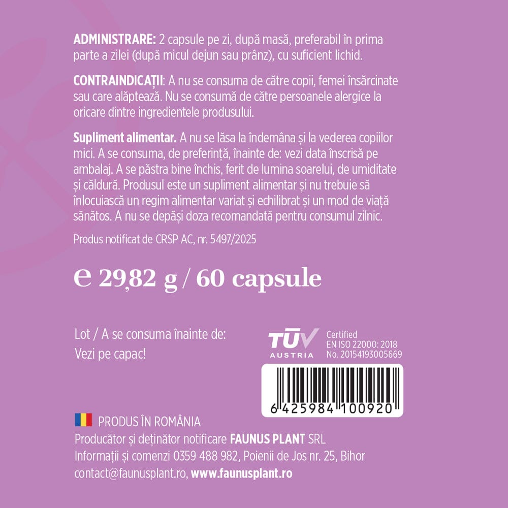 Folicalis – Formulă naturală pentru păr sănătos, puternic și strălucitor cu plante, vitamine și colagen. Flacon 60 capsule Supliment alimentar Faunus Plant 
