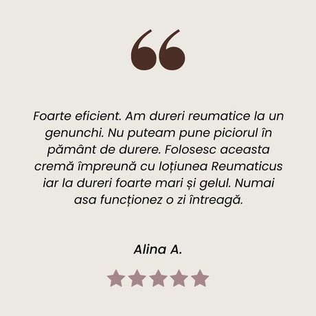 Testimonial al unui client mulțumit care a folosit Pachetul Reumaticus de la Faunus Plant