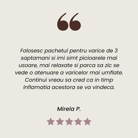 Testimonial al unui client mulțumit care a folosit Pachetul Picioare Sănătoase și Frumoase de la Faunus Plant.