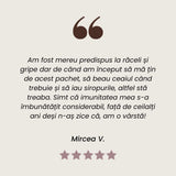 Testimonial al unui client mulțumit care a folosit Pachetul Răceală și Gripă de la Faunus Plant.