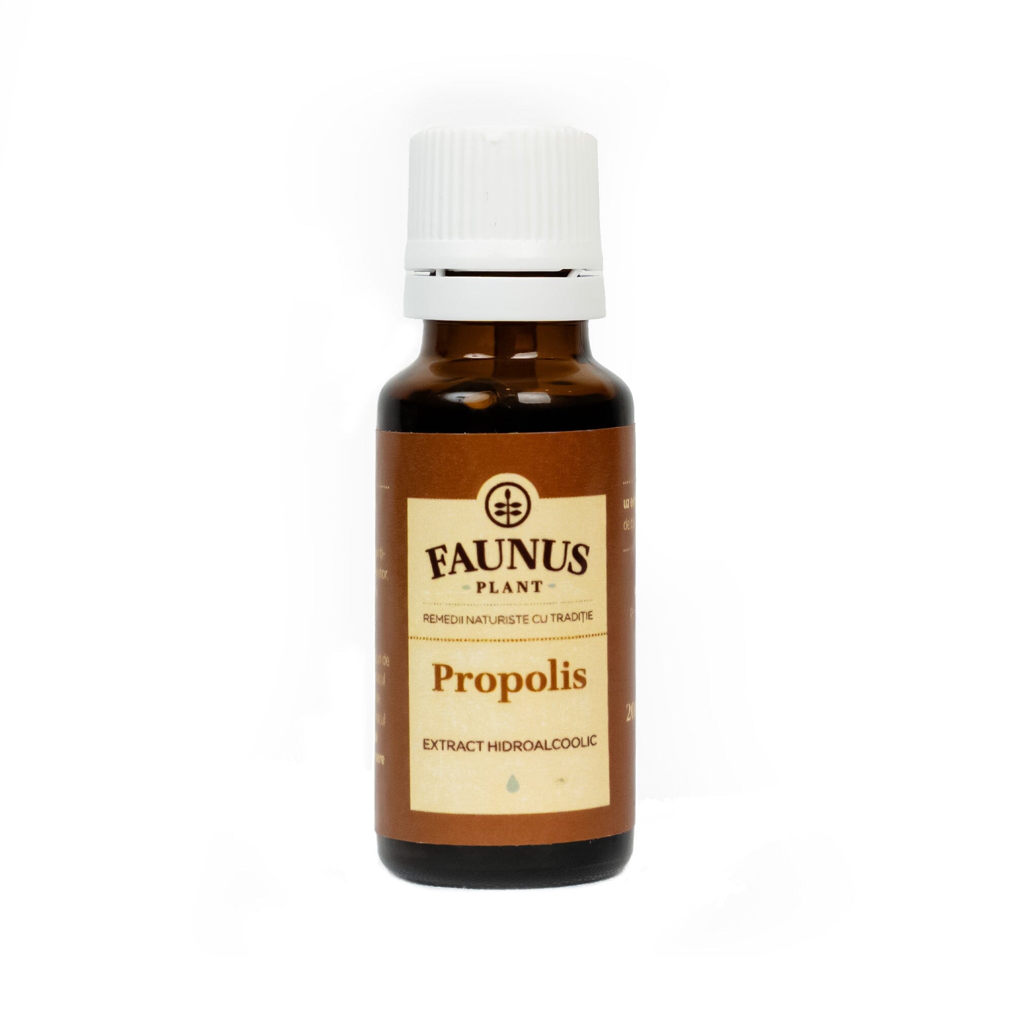 Propolis - Tinctură. Sticlă 20ml. Extract hidroalcoolic concentrat din propolis pentru uz intern și extern cu efect antiinflamator, analgezic și cicatrizant Tinctura Simpla Faunus Plant 