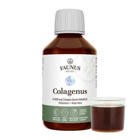 Colagenus - Colagen lichid hidrolizat. Flacon 250ml. Susține sănătatea articulațiilor, pielii, părului și unghiilor Supliment alimentar Faunus Plant 