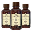 Pachet 3 sticle de Bitter fără alcool de la Faunus Plant, extract hidrogliceric din 30 de plante, prezentate frontal pe fundal alb.