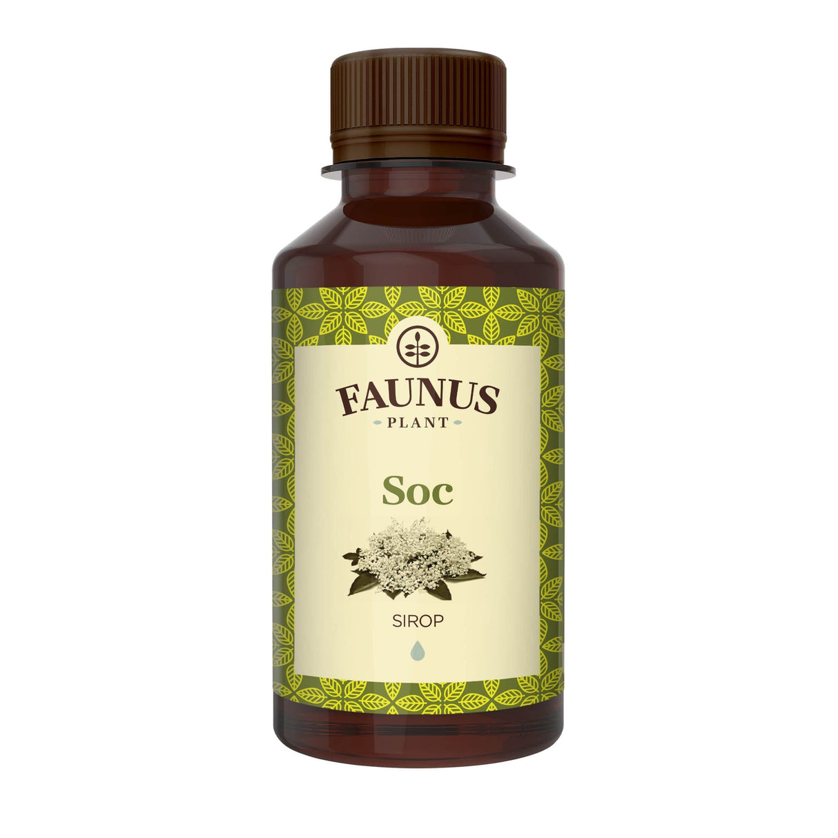 Sirop de Soc 200 ml de la Faunus Plant pozat din față pe fundal alb