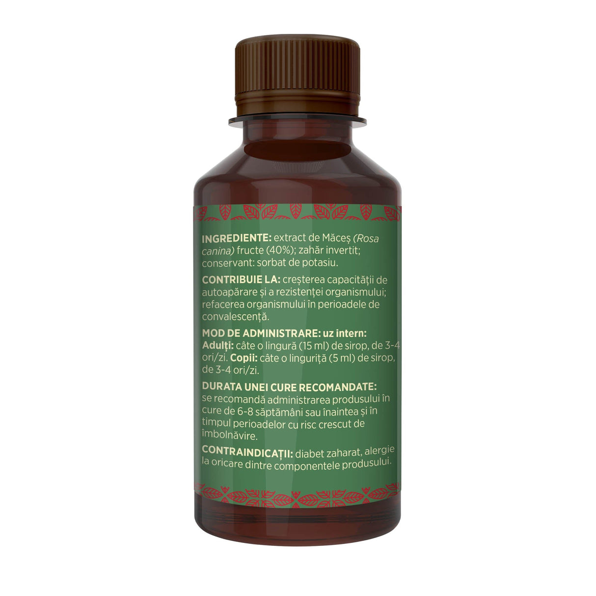 Măceșe - Sirop. Flacon 200ml. Efect vitaminizant, crește rezistența organismului în fața infecțiilor Sirop Faunus Plant 