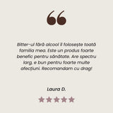 Testimonial al unui client mulțumit care a folosit Pachet Bitter fără alcool 30 plante Faunus Plant împreună cu toată familia sa.