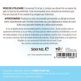 Etichetă desfășurată Colagenus Articulații de la Faunus Plant cu mod de utilizare și atenționări explicate. Vizibilă este cantitate, codul de bare și logo TUV Austria.