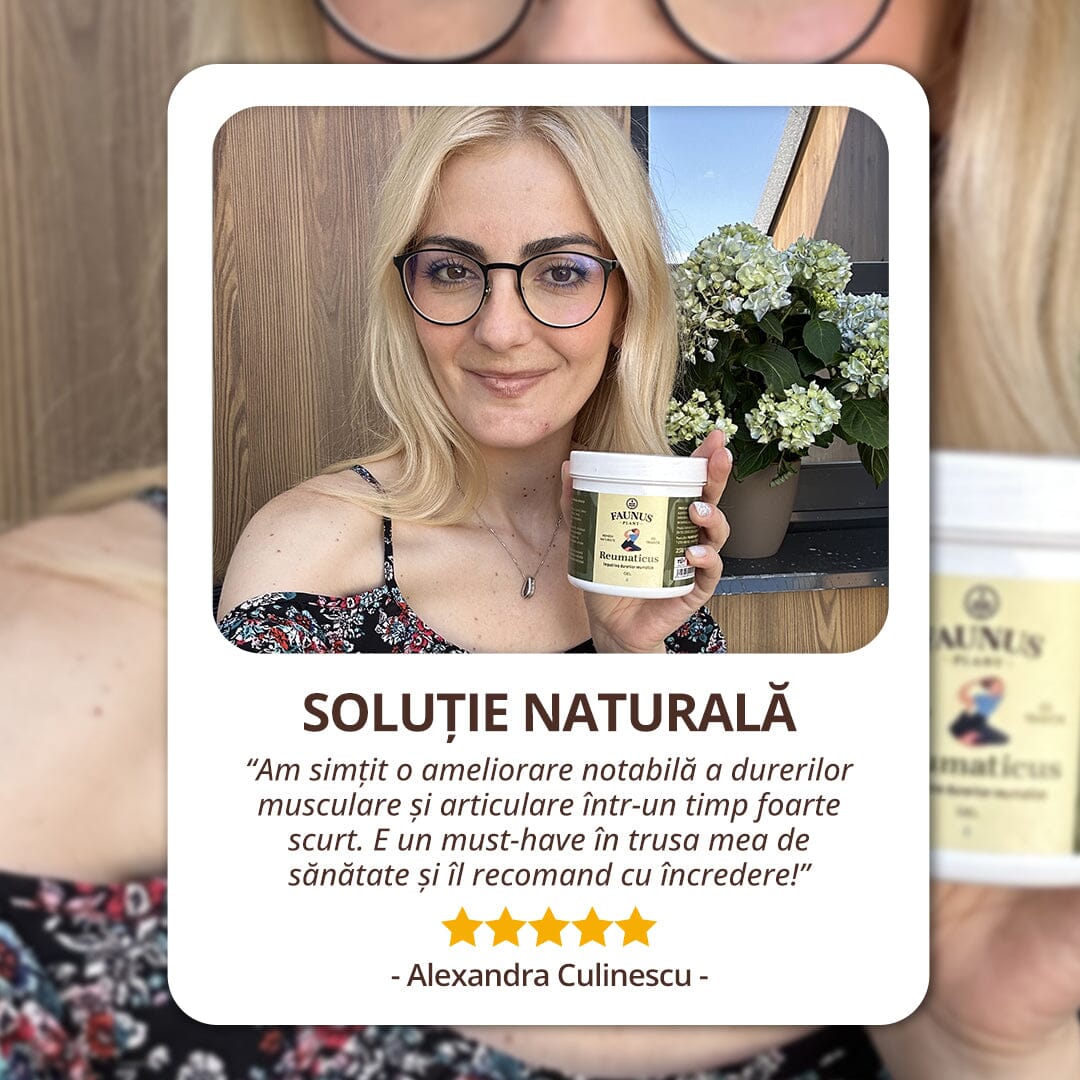 Reumaticus - Gel 250ml. Extracte naturale din plante medicinale cu efect antireumatic și calmare a durerilor Gel Faunus Plant 