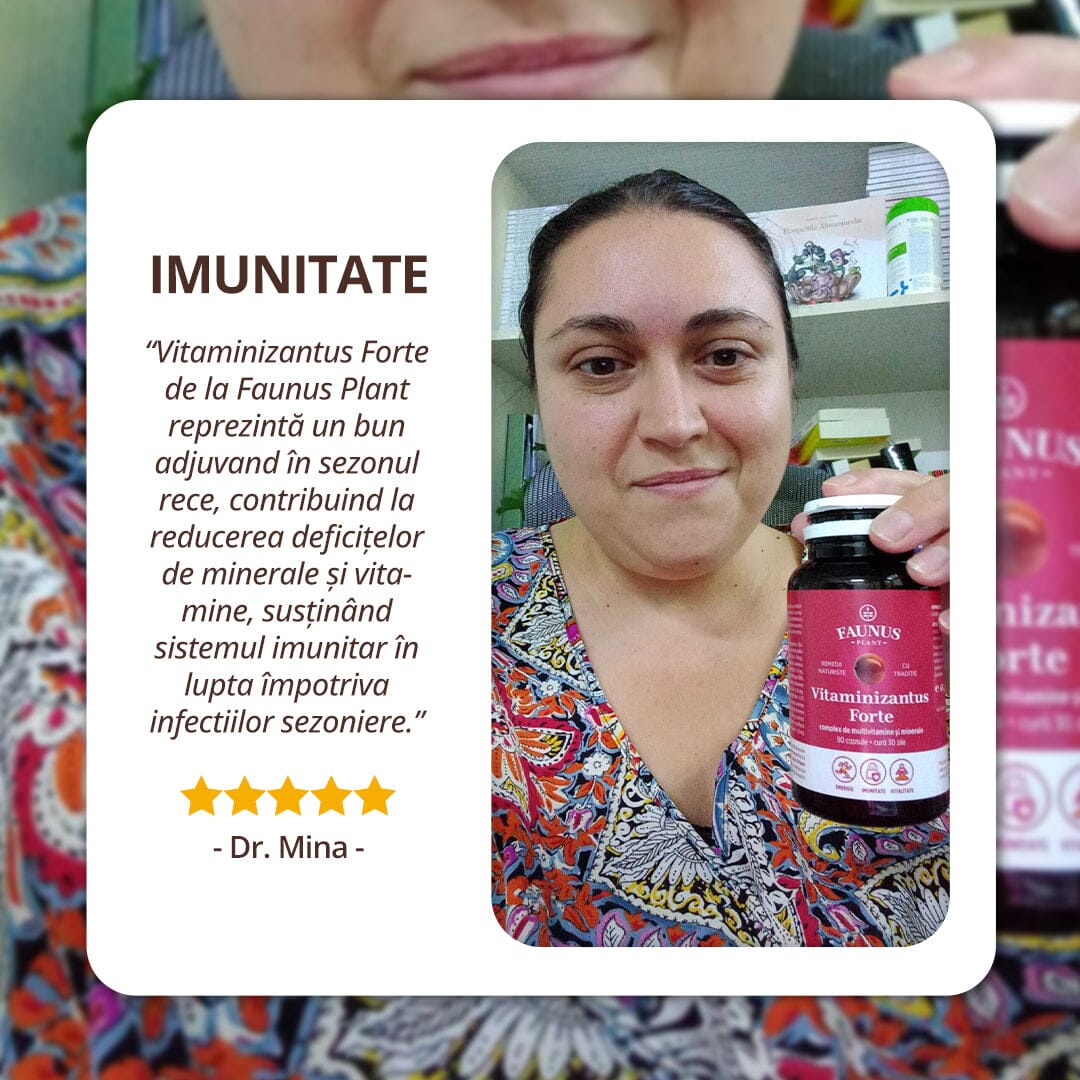 Vitaminizantus Forte - Capsule cu multivitamine și minerale de calitate. Echilibru, energie și vitalitate pentru o viață activă și solicitantă. Flacon 90 capsule Supliment alimentar Faunus Plant 
