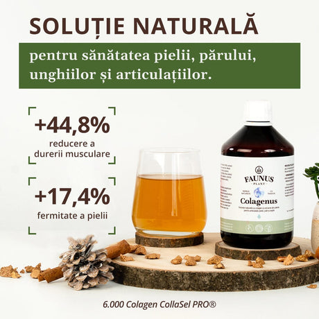 Colagenus - Colagen lichid hidrolizat. Flacon 500ml. Susține sănătatea articulațiilor, pielii, părului și unghiilor Supliment alimentar Faunus Plant 