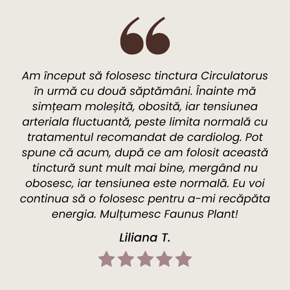 Circulatorus - Tinctură. Flacon 200ml. Extract hidroalcoolic concentrat din plante medicinale pentru îmbunătățirea circulației venoase Tinctura Compusa Faunus Plant 