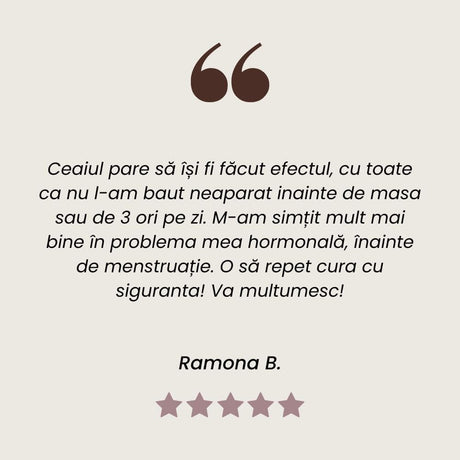 Testimonial ceai Ginecologicus pentru sănătate intimă de la Faunus Plant.