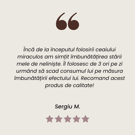 Testimonial ceai Nervocalmus pentru sanatatea Sistemul Nervos de la Faunus Plant 