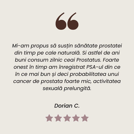 Recenzie ceai Prostatus pentru prostată sănătoasă de laFaunus Plant.