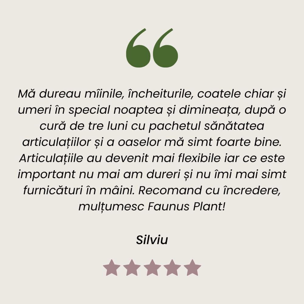 Pachet Sănătatea Articulațiilor și Oaselor - Gel, loțiune și colagen lichid concentrat. Calmează și elimină durerile reumatice și musculare Pachet Faunus Plant 