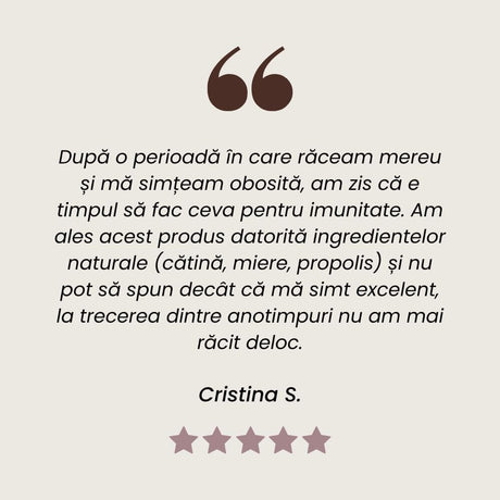 Testimonial Sirop de Cătină pentru anemii și imunitate scăzută de la Faunus Plant.