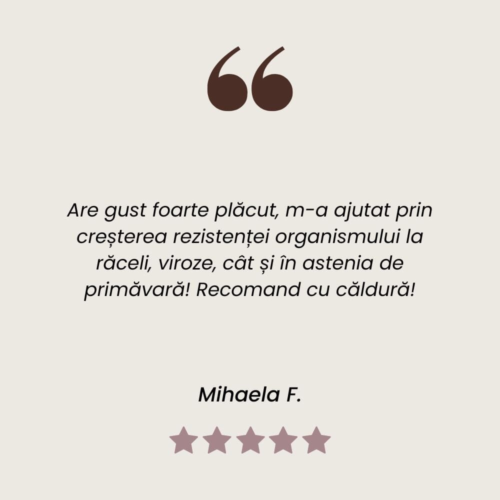 Testimonial client Sirop de Măceșecu efect vitaminizant, crește rezistența organismului în fața infecțiilor de la Faunus Plant.