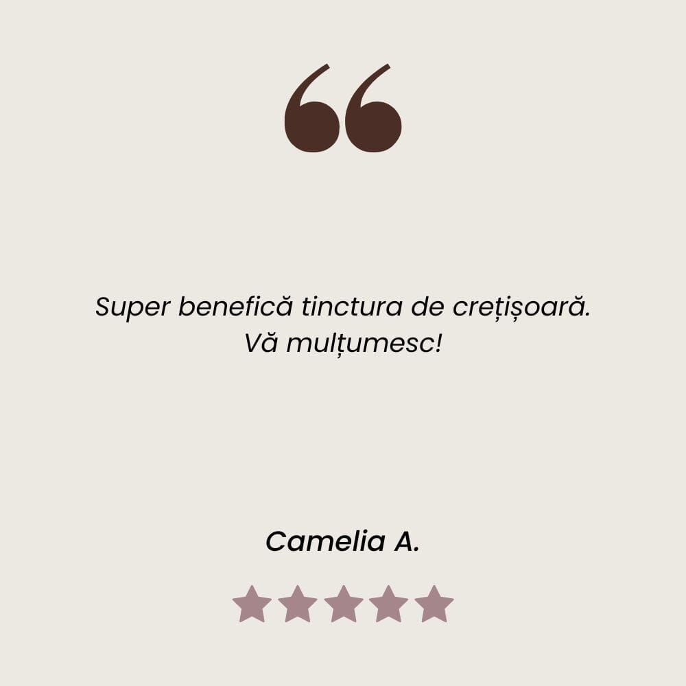 Recenzie Tinctură de Crețișoară pentru reglarea sistemului endocrin feminin de la Faunus Plant.