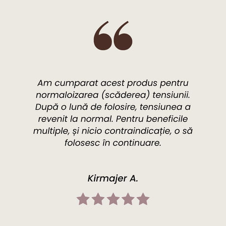 Testimonial client la Tinctură de Păducel pentru reglarea tensiunii arteriale și calmarea nervilor de la Faunus Plant.