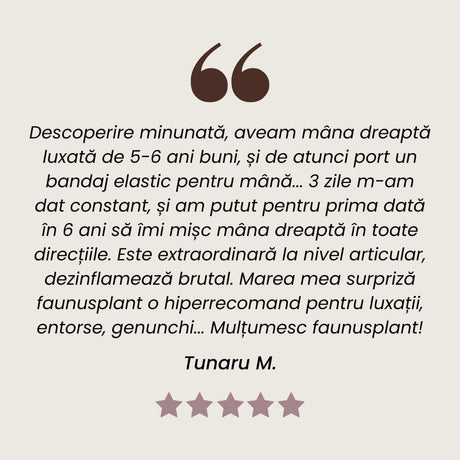 Rececnnzie client la Tinctura de Spanz pentru dureri articulare, cu efect antiinflamator de la Faunus Plant.