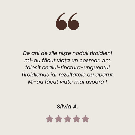 Recenzie client la Tinctură Tiroidianus pentru reglarea hormonilor tiroidieni de la Faunus Plant.