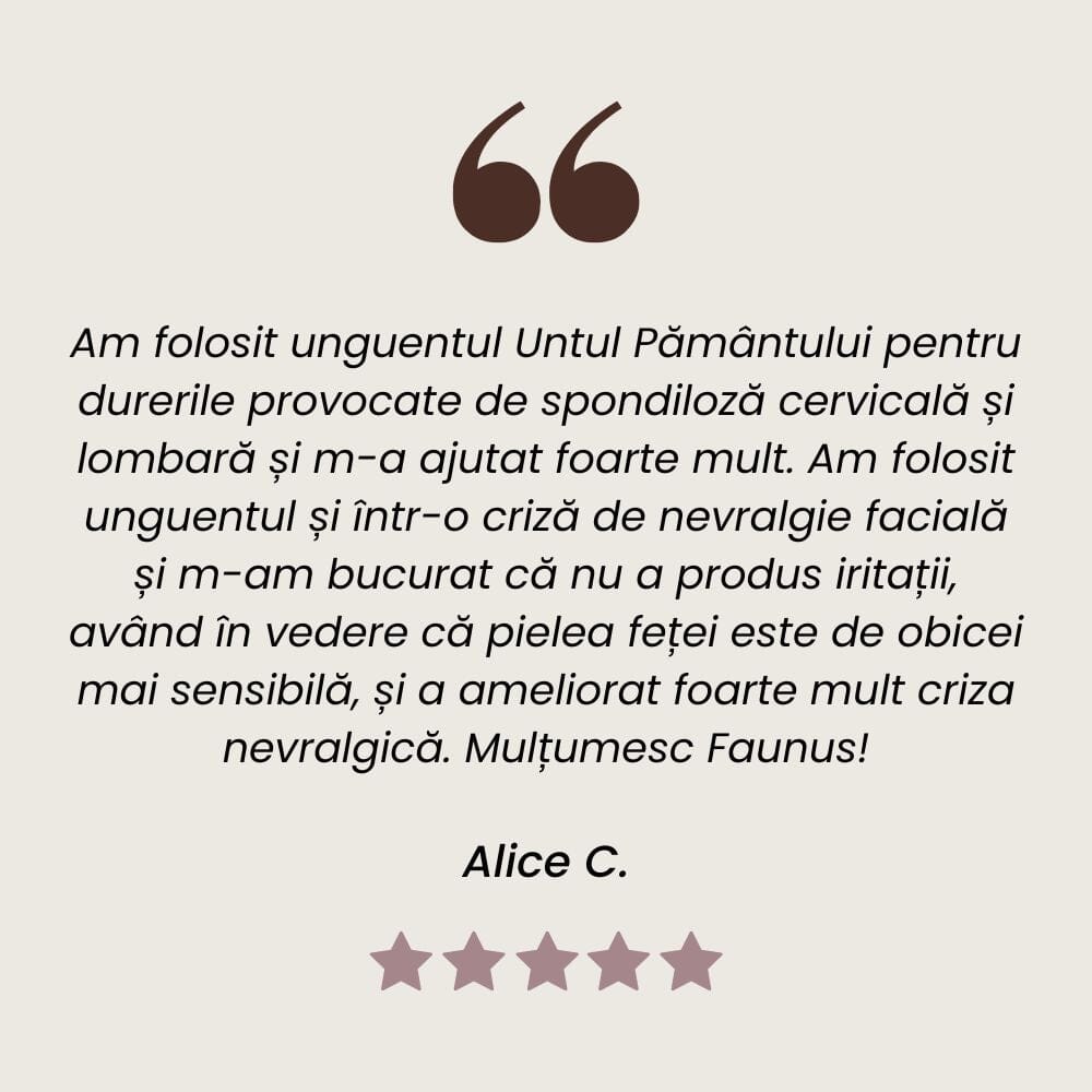 Untul Pământului - Unguent 50ml. Extract natural de untul-pământului cu ceară de albine și rășină de brad care calmează durerile reumatice, articulare și musculare Unguent Faunus Plant 