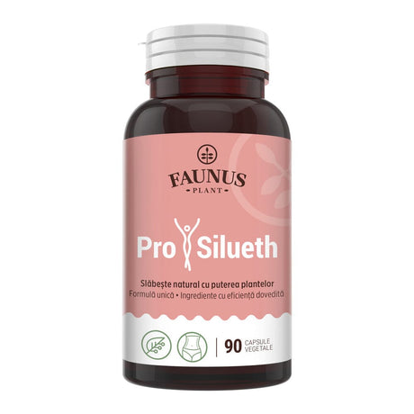 ProSilueth Capsule - Formulă unică pentru cura de slăbire, plante medicinale cu acțiune dovedită pentru accelerarea metabolismului, arderea grăsimilor, reducerea apetitului și detoxifierea organismului - 90 capsule Supliment alimentar Faunus Plant 