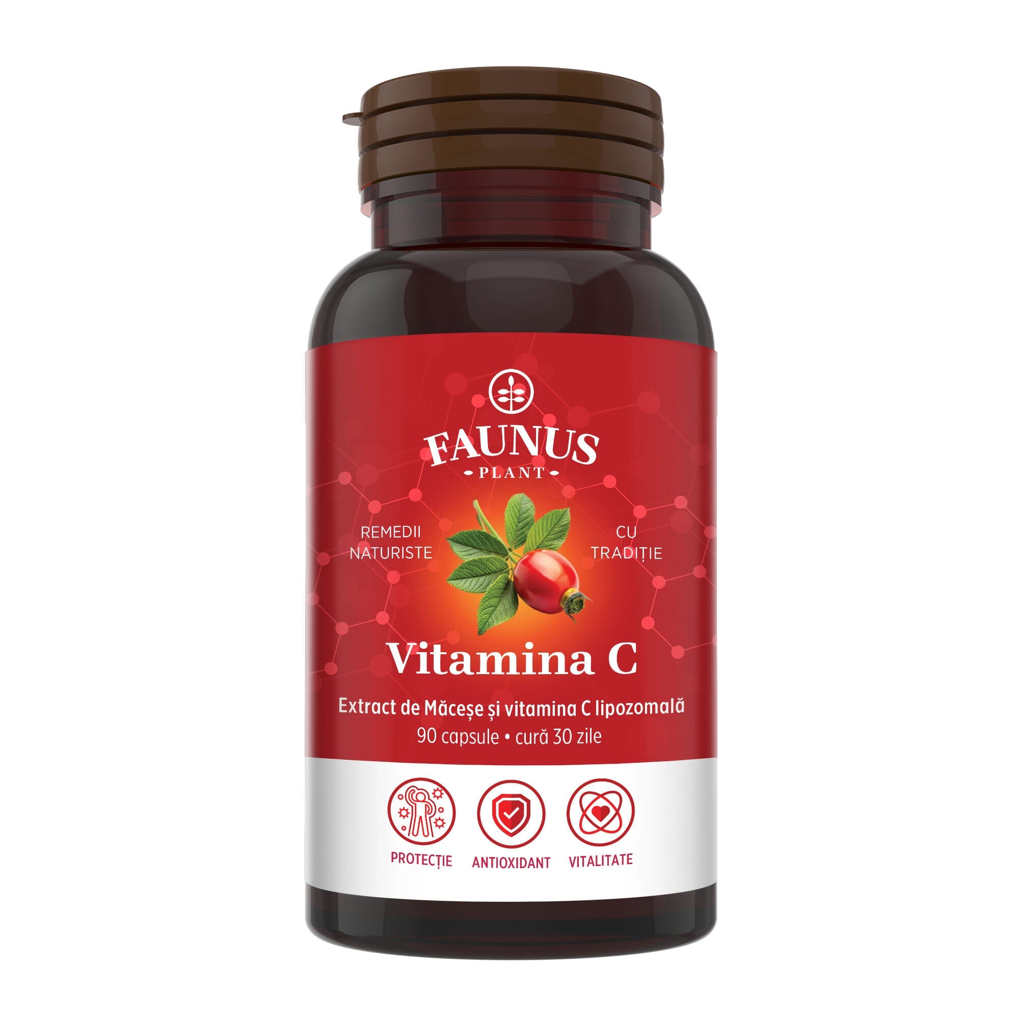 Vitamina C Lipozomală - Concentrație mare de vitamina C pentru imunitate, creșterea rezistenței și capacității de autoapărare a organismului - 90 Capsule Supliment alimentar Faunus Plant 