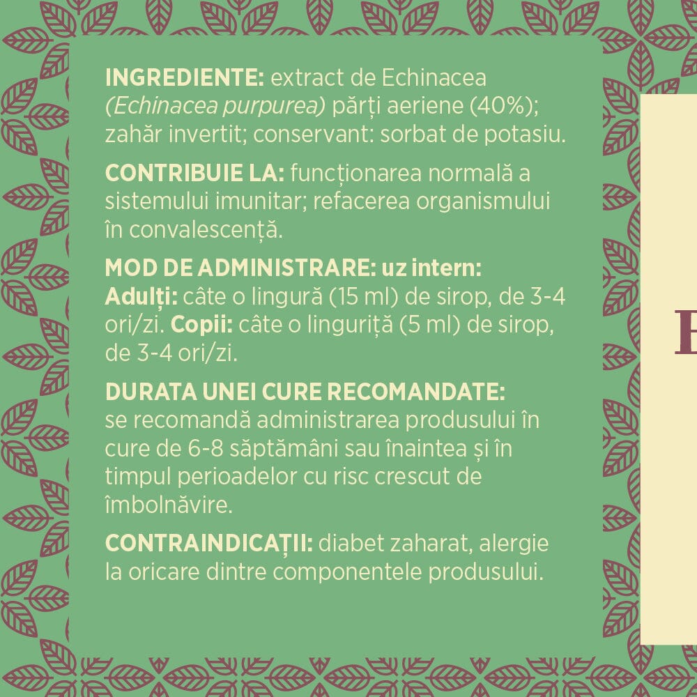 Echinacea - Sirop. Efect vitaminizant, combate infecțiile și stările gripale Sirop Faunus Plant 
