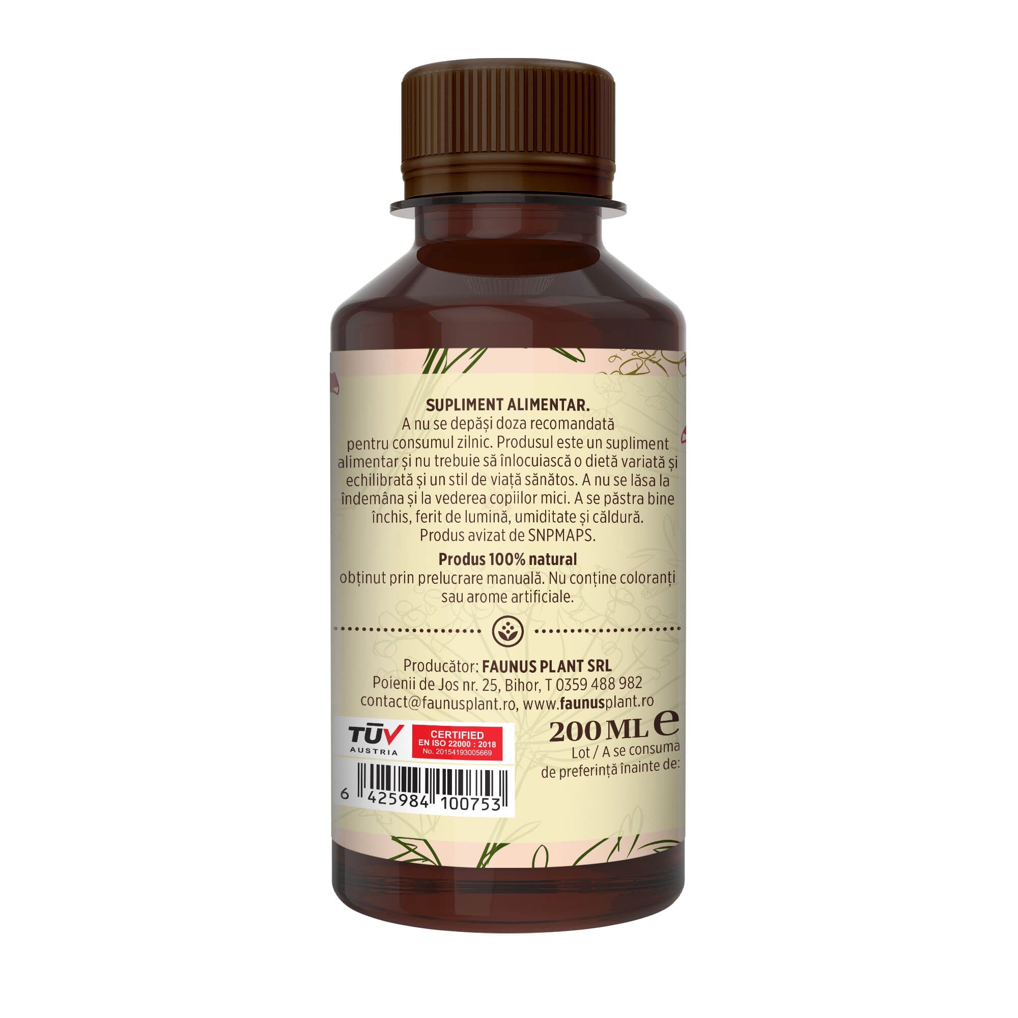 Vitaminizantus cu Miere si Propolis - Sirop. Flacon 200ml. Efect vitaminizant, întărește imunitatea și crește rezistența organismului Sirop cu miere Faunus Plant 